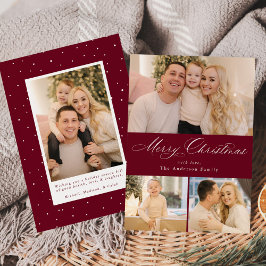 Cartão De Festividades Simplesmente Elegante Feliz Natal Borgonha 4 Fotos
