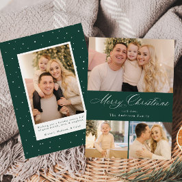 Cartão De Festividades Simplesmente Elegante Feliz Natal Verde 4 Fotos