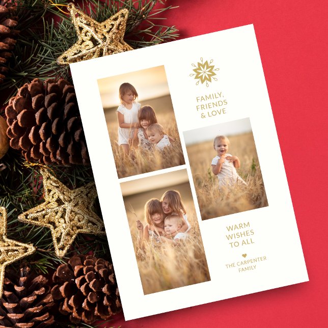 Cartão De Festividades Simplicity Minimal 3 Photos Family Collage  (Simplicity Minimal 3 Photos Family Collage Holiday card with Envelope.)