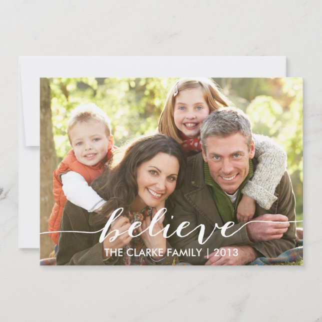 Cartão De Festividades Simply Believe Holiday Photo Card (Frente)
