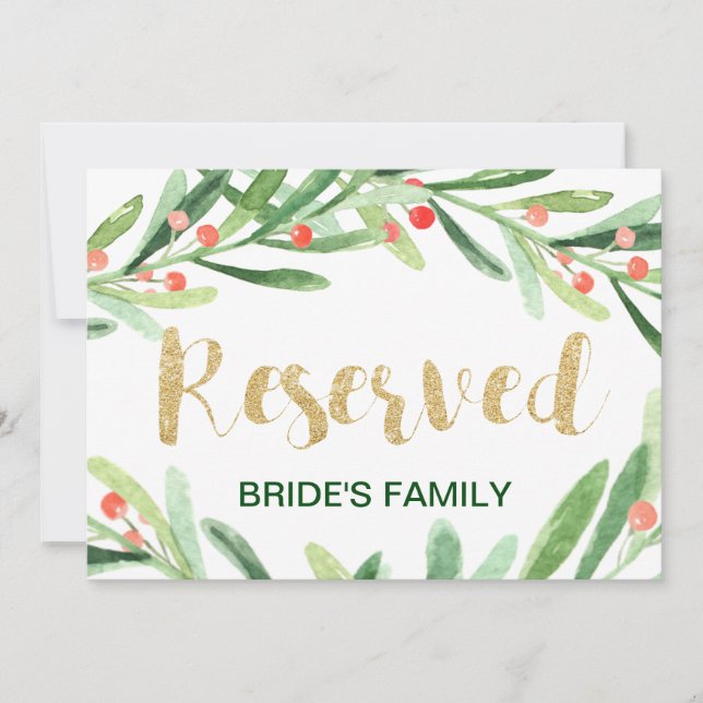 Cartão De Festividades Sinal de Natal Holly Wreath Reservado (Frente)