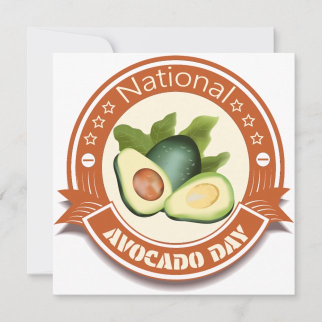 Cartão De Festividades Sinal do Dia Nacional do Avocado e Crachá (Frente)