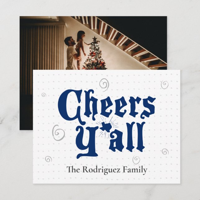 Cartão De Festividades Sinalizador de Estado Azul Anima Y Foto (Frente/Verso)