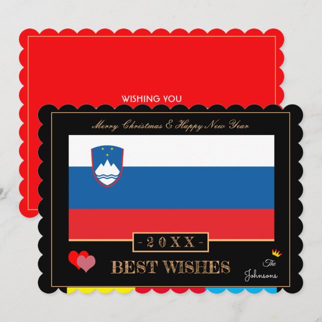 Cartão De Festividades Sinalizador e Feliz ano novo esloveno/Melhores Des (Frente/Verso)