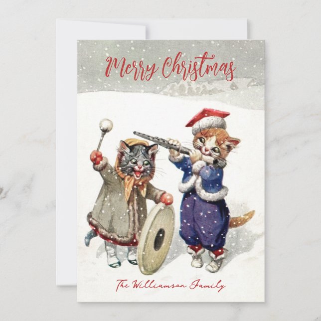 Cartão De Festividades Singing Cats Jolly Whishes Christmas Holiday Card (Frente)
