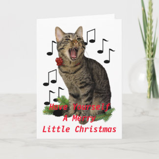 Cartão De Festividades Singing Christmas Cat