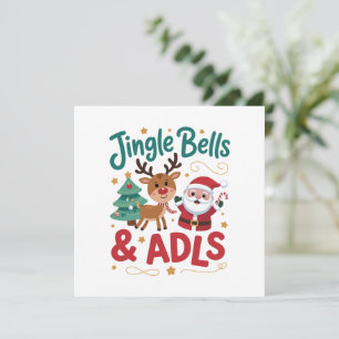 Cartão De Festividades Sinos Bells ADLS Terapia Ocupacional TO Rena