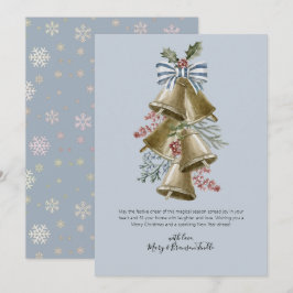 Cartão De Festividades Sinos de Jingle com Aquarela Trocar com Arco e Hol