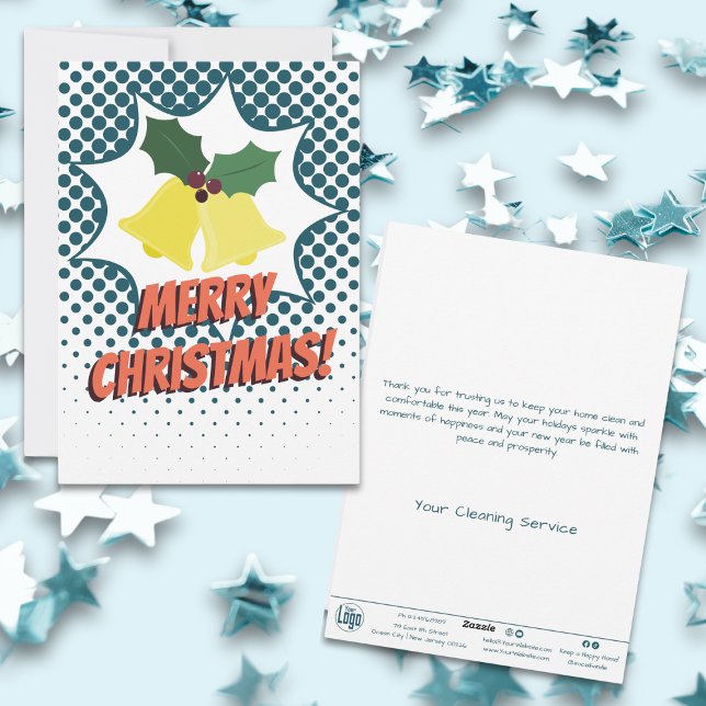 Cartão De Festividades Sinos de Natal em Burst Bubble Business (Christmas Bells in Burst Bubble Business Holiday Card)