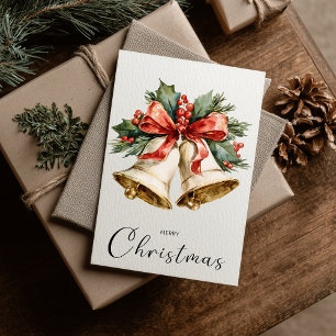 Cartão De Festividades Sinos de Natal Minimalistas Vintage