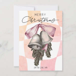 Cartão De Festividades Sinos Natalinos Vintage Arranjos de Natal