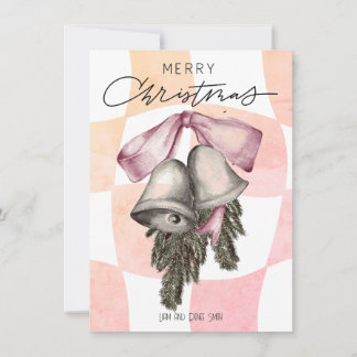 Cartão De Festividades Sinos Natalinos Vintage Arranjos de Natal