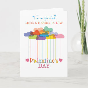 Cartão De Festividades Sister and Brother-in-Law Valentine Rainbow Clouds