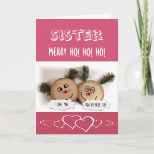 Cartão De Festividades Sister - Merry HO! HO! HO! - Cartoon Reindeer