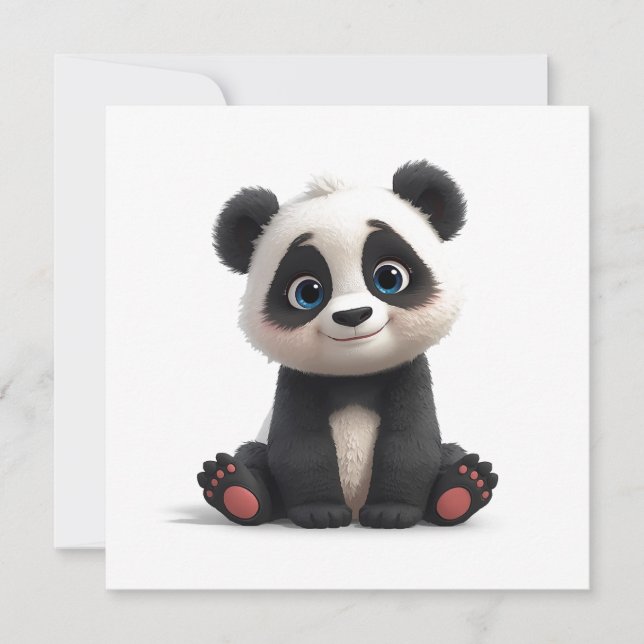 Cartão De Festividades Sitting Panda Bear Cartoon Illustration Art (Frente)