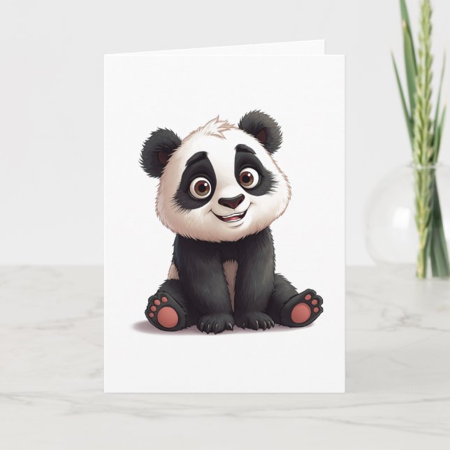 Cartão De Festividades Sitting Panda Bear Cartoon Illustration Artwork (Frente)