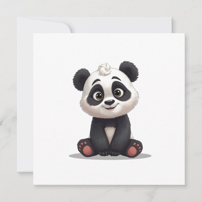 Cartão De Festividades Sitting Panda Bear Cartoon Illustration Artwork (Frente)