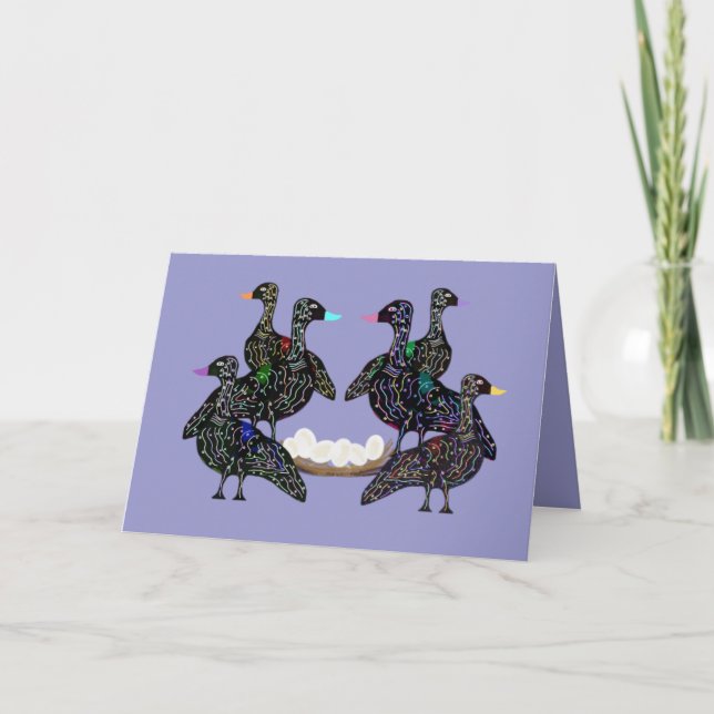 Cartão De Festividades Six Geese A Laying Card (Frente)