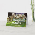 Cartão De Festividades Six puppies sit in Christmas boxes<br><div class="desc">Six puppies sit in Christmas boxes</div>