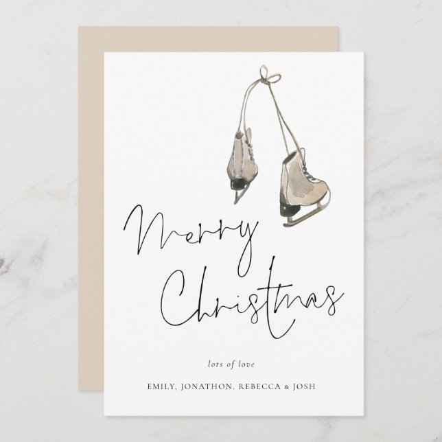 Cartão De Festividades Skates modernos de gelo Feliz Natal (Frente/Verso)