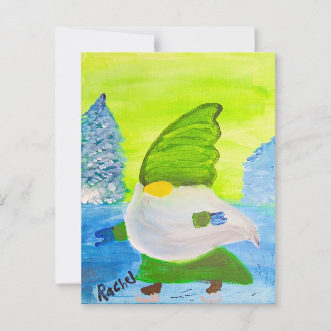 Cartão De Festividades Skating Gnomo (Frente)