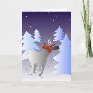 Cartão De Festividades Skating Reindeer Christmas Card