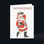 Cartão De Festividades Skating Santa Claus<br><div class="desc">patinagem no gelo Vintage com canas doces que dizem ho,  ho,  ho</div>