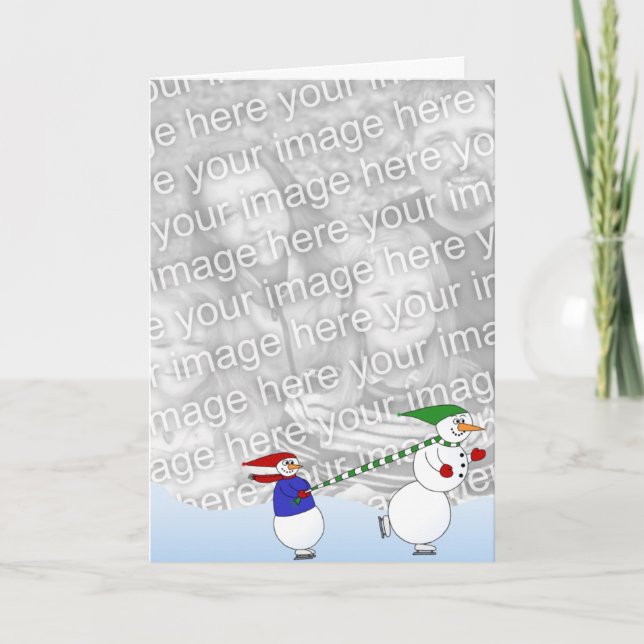 Cartão De Festividades Skating Snowmen 2 (Frente)