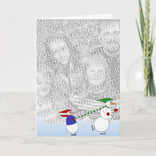 Cartão De Festividades Skating Snowmen 2