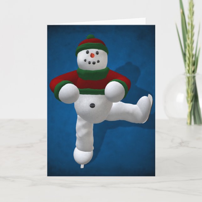 Cartão De Festividades Skating Vintage Snowman (Frente)