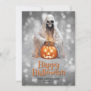 Cartão De Festividades Skeleton Ghost Jack OHappy Halloween