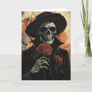 Cartão De Festividades Skeleton Rosa Romântico