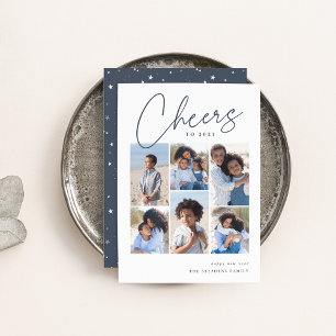 Cartão De Festividades Sketched Cursive 6 Photo Collage New Year