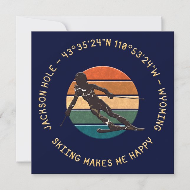 Cartão De Festividades Ski Jackson Hole, Wyoming - Esquiadora Mulher A Pr (Frente)