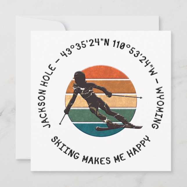 Cartão De Festividades Ski Jackson Hole, Wyoming - Esquiadora Mulher De B (Frente)