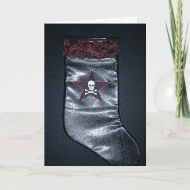 Cartão De Festividades Skull Christmas Stocking Card (Frente)