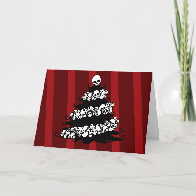 Cartão De Festividades Skull Garland Christmas Tree (Frente)
