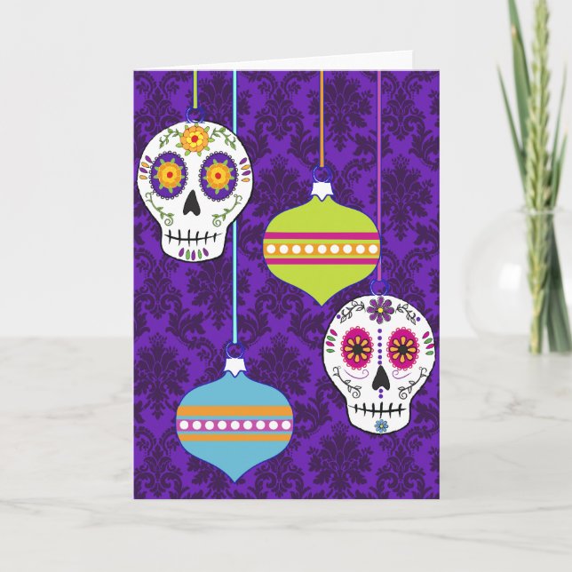 Cartão De Festividades Skulls and Ornaments Card (Frente)