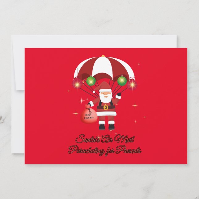 Cartão De Festividades Skydiving Papais noeis Correio Aéreo Paraquedas (Frente)
