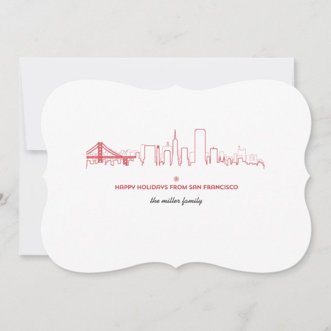 Cartão De Festividades Skyline de Natal em São Francisco (Frente)