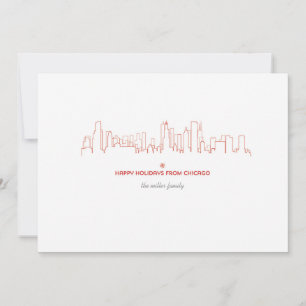Cartão De Festividades Skyline do feriado de Chicago - com envelope de