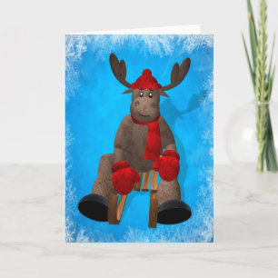 Cartão De Festividades Sledding Whimsical Reindeer