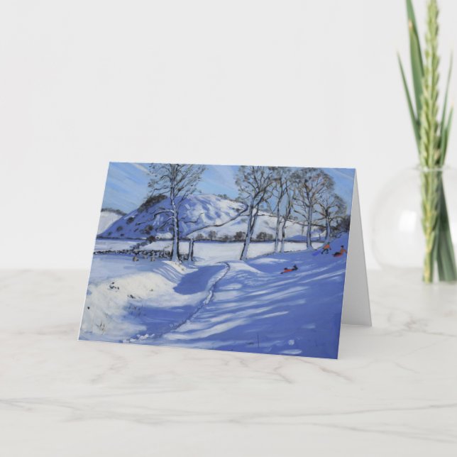 Cartão De Festividades Sledging Derbyshire Peak District 2012 (Frente)