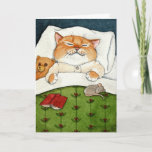 Cartão De Festividades Sleeping cat, mouse, teddy bear Christmas<br><div class="desc">You can change the message inside if you'd like.  This image is also available on other products in my Zazzle store.</div>