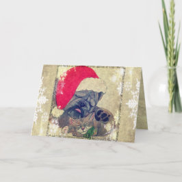 Cartão De Festividades Sleeping Dog and Cat Christmas Card by Carol Zeock