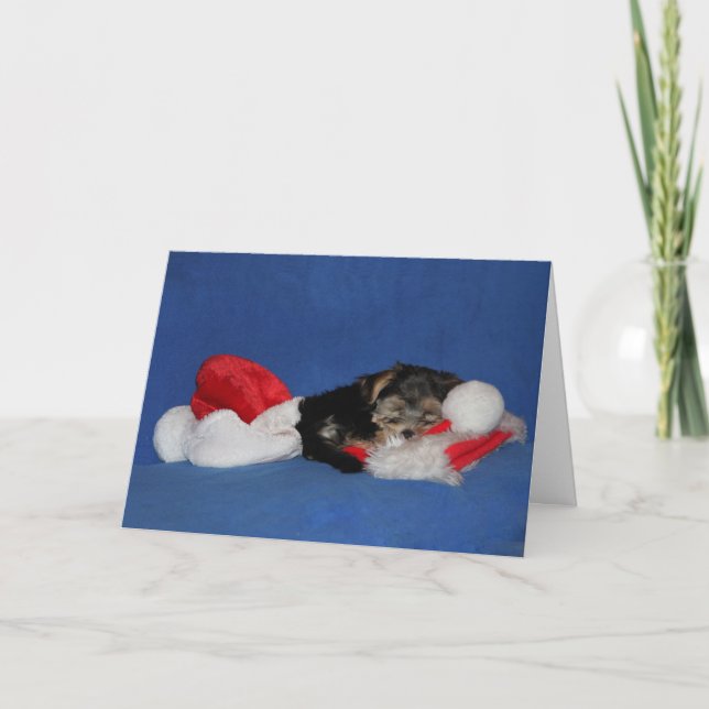 Cartão De Festividades Sleepy Puppy Holiday Card PERSONALIZED (Frente)