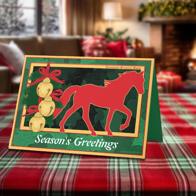 Cartão De Festividades Sleigh Bells Tennessee Walking Horse Christmas (Sleigh Bells Tennessee Walking Horse Christmas Holiday Card)