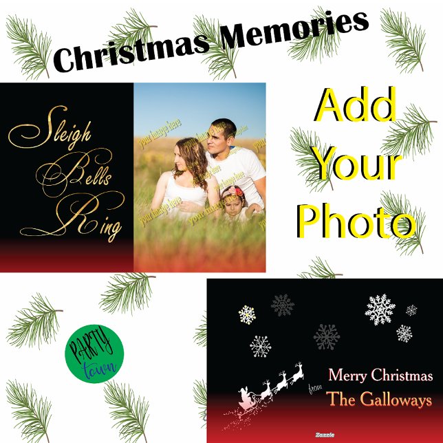 Cartão De Festividades Sleigh Bels Anel 🎅 Flocos de Neve Papais noeis Na (Criador carregado)