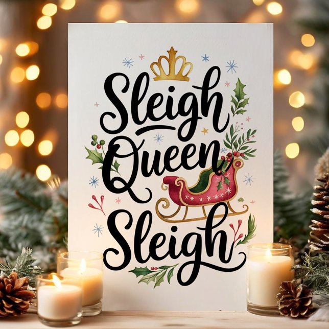 Cartão De Festividades Sleigh Queen Sleigh Engraçado Natal (Criador carregado)