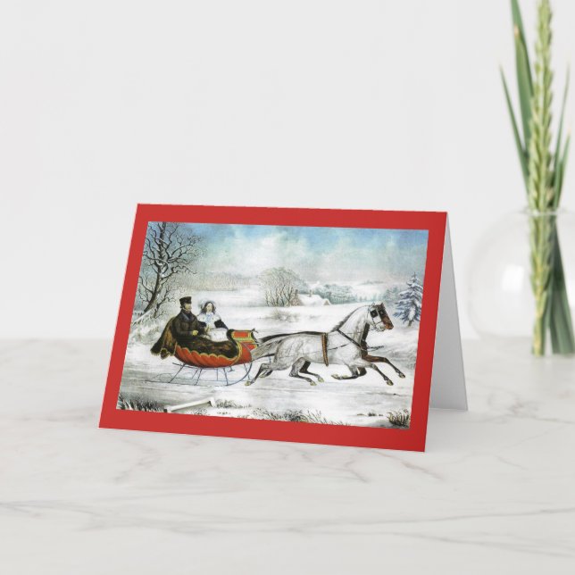 Cartão De Festividades Sleigh Ride Greeting Card (Frente)